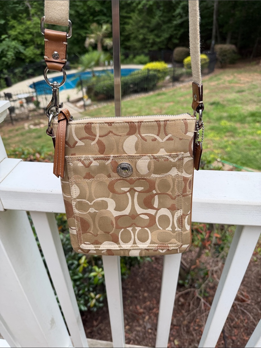 Coach Beige/Tan Signature Canvas Crossbody Bag
